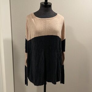 Vertical Design Colorblock lightweight Sweater Exposed Back Zipper Large